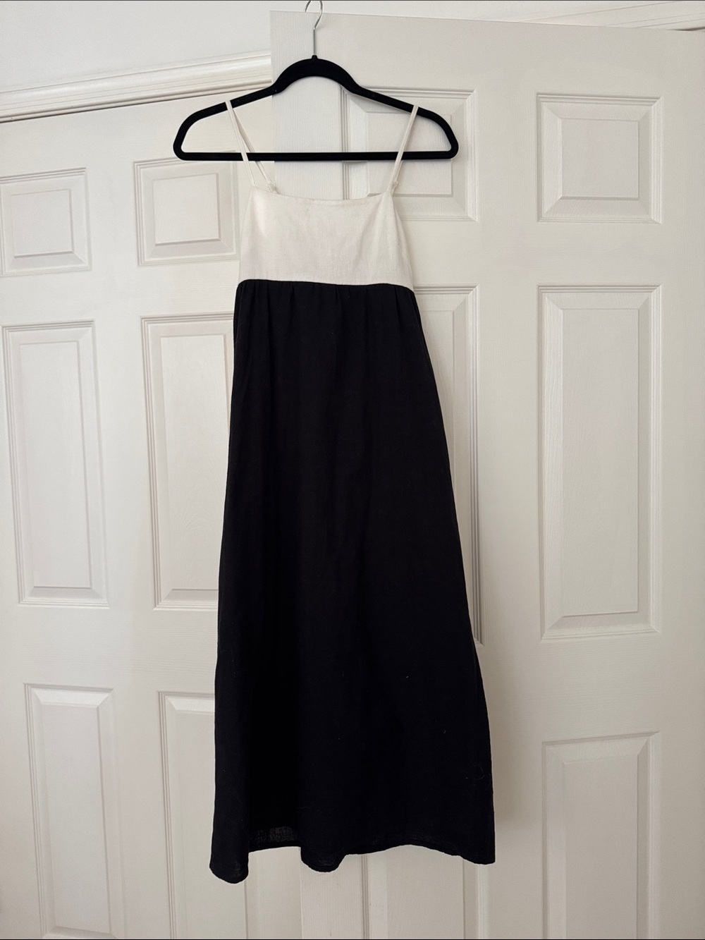 Ivory and black Column midi dress